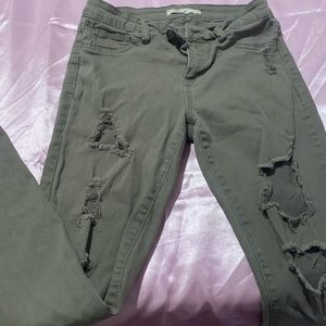 Cello Jeans Distressed army green skinny jeans